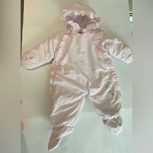 London fog baby girl light pink snowsuit jacket size 3/6 months
